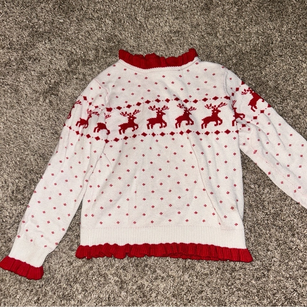 Janie & Jack Red And White Reindeer Sweater